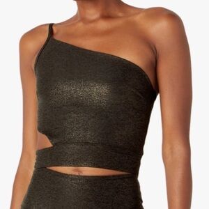 Beyond Yoga Metallic Black One-Shoulder Tank Top
